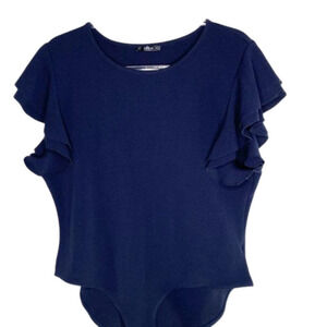NEW! Shein Navy Flutter Sleeve Bodysuit